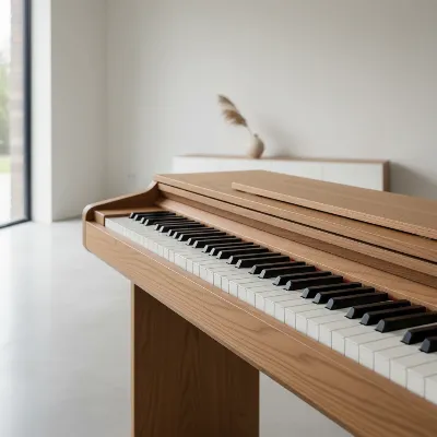 Roland KIYOLA KF-25 digital piano in Smoked Oak, highlighting its unique Japandi-inspired wooden cabinet and clean lines.